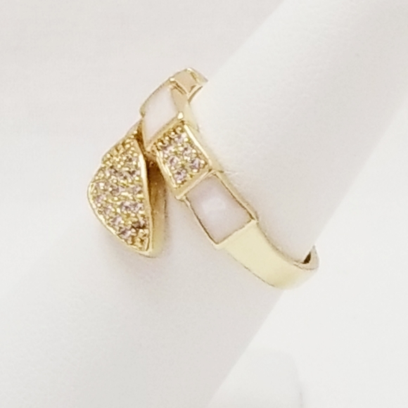 Snake Stackable Women's Ring. White. 14K Gold Plated. New - Picture 6 of 8